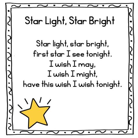 Star Light Star Bright Poem Printable